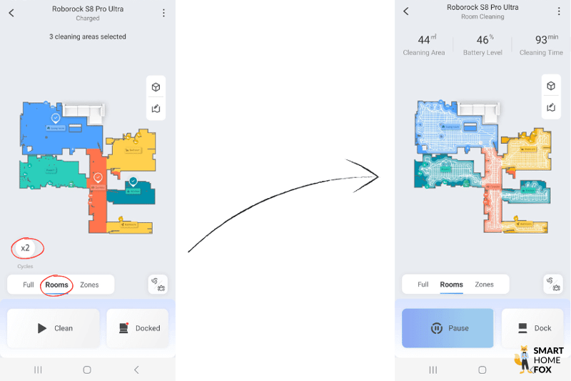 В мобильном приложении Roborock S8 Pro Ultra настроено двойное протирание.